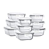 Bayco Glass Storage Containers with Lids, 9 Sets Glass Meal Prep Containers Airtight, Glass Food Storage Containers, Glass Containers for Food Storage with Lids - BPA-Free & Leak Proof
