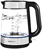 Amazon Basics Electric Glass and Steel Hot Tea Water Kettle - 1.7-Liter