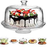 Extra Large (12') 6 in 1 Cake Stand with Dome Lid Multifunctional Serving Platter and Cake Plate, Salad Bowl/Veggie Platter/Punch Bowl/Desert Platter/Chips & Dip - BPA Free