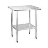 Hally Stainless Steel Table for Prep & Work 24 x 30 Inches, NSF Commercial Heavy Duty Table with Undershelf and Galvanized Legs for Restaurant, Home and Hotel