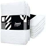 Zeppoli 12-Pack Flour Sack Towels - 31' x 31' Kitchen Towels - Absorbent White Dish Towels - 100% Ring Spun Cotton Bar Towel