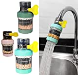 Faucet Mount Filters,3 Pack Faucet Water Filter Purifier Kitchen Tap Filtration Activated Carbon Removes Chlorine Fluoride Heavy Metals Hard Water for Home Kitchen Bathroom