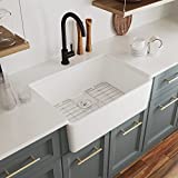 DeerValley DV-1K116 White 24 Inch Farmhouse Sink with Bottom Grid and Strainer,Apron Sink Single Bowl Ceramic Porcelain Sink,Small Kitchens Sinks