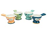 WD-Set of 4 Pcs Cute Bird Shape Ceramic soft or Hard boiled egg cup holder (Egg holder) - for Breakfast Brunch,kitchenware, home kitchen decoration or even a gift mix color with cutely package.