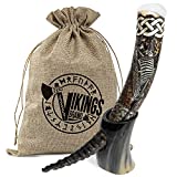 Special Edition 'DRAKKAR' | Authentic Handmade Viking Drinking Horn - Medieval Norse Ale Drinking Mug For Vikings with Stand - Hand Carved Horn - Food Safe Beer Horns (Drakkar - 20 Inches)
