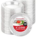 Clear Plastic Dessert Plates (120 Pack) - Disposable Clear Plates for Dessert & Appetizers - Crystal Clear Small Plates for Parties & Catering - 6-Inch Clear Plastic Party Plates - Stock Your Home