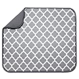 S&T INC. Absorbent, Reversible Microfiber Dish Drying Mat for Kitchen, 16 Inch x 18 Inch, White Trellis (497401)