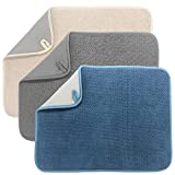 3 Pack Dish Drying Mat,Absorbent Microfiber Dishes Drainer Mats for Kitchen Counter Large Size 19 X 14.5 Inch,Dish Drying Pad(Beige/Grey/Blue)