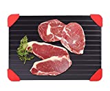 Defrosting Tray, Metal Defrosting Plate for Meat Defroster Tray Large, 14' x 8' Thawing Plate for Frozen Meat, Rubber on Corners, Fast Defrosting Plate Board, Defrosting Mat Natural Thawing, Black