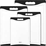 Extra Large Cutting Boards, Plastic Cutting Boards for Kitchen (Set of 4) Cutting Board Set Dishwasher Chopping Board with Juice Grooves Easy-Grip Handles, Black, Empune