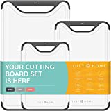 Cutting Boards for Kitchen - Plastic Cutting Board Set of 3, Dishwasher Safe Cutting Boards with Juice Grooves, Thick Chopping Boards for Meat, Veggies, Fruits, Easy Grip Handle, Non-Slip (Black)