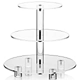 Acrylic Cupcake Stand, Clear Dessert Tower Holder Display with Base for Wedding, Party, Baby Shower, 3 Tier Round, Transparent