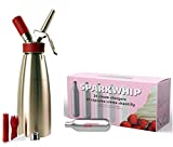 iSi Gourmet Stainless Steel Multi-Purpose Whipper with Sparkwhip 24 Pack N2O Cream Chargers