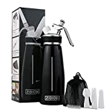 Zidion Whipped Cream Dispenser - Professional-Grade Aluminum Canister - Heavy-Duty Cream Whipper - with three (3) Nozzles…