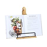 Soligt Cookbook Stand for Kitchen Counter Adjustable iPad Tablet Recipe Book Holder Rustic Wood Cutting Board Style - Brown