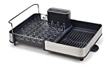 Joseph Joseph Stainless-Steel Extendable Dual Part Dish Rack Non-Scratch and Movable Cutlery Drainer and Drainage Spout, One-size, Gray