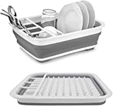 Collapsible Drying Dish Storage Rack, Dish Drainer Dinnerware Basket for Kitchen Counter RV Campers Portable Dinnerware Organizer