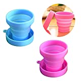 Collapsible Cup, Silicone Collapsible Travel Water Cup, 2 Pack Reusable Food Grade Folding Mug , Expandable Retractable Drinking Set, Portable, Pocket Size for Outdoor Camping Travel and Hiking