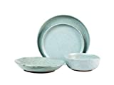 Sango Kaya 16-Piece Ceramic Dinnerware Set with Round Plates and Bowls, Blue