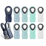 COOK WITH COLOR 10 Pc Bag Clips with Magnet- Food Clips, Chip Clips, Bag Clips for Food Storage with Air Tight Seal Grip, Snack Bags and Food Bags (Ombre Blue, Shades of Blue, Green and White)