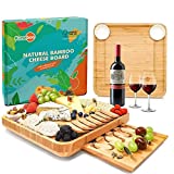 Kunaboo Bamboo charcuterie Board Set - FSC Certified - Cheese Board with Knife Set - Best for Wedding, Housewarming Gift, Cheese Board Set