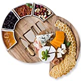 Cheese Board Set - Charcuterie Board Set and Cheese Serving Platter. US Patented 13 inch Meat/Cheese Cutting Board and Knife Set for Entertaining and Serving - 4 Knives and 4 Bowls Server Plate
