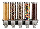 Rosseto EZ527 5-Container Ice Cream Topping Candy Wall Mount Dispenser, 1.3-Gallon, Silver
