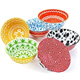 Porcelain Cereal Bowls Set of 6, Vivimee 24 Ounce Colorful Soup Bowls, Ceramic Oatmeal Bowls for Cereal, Soup, Pasta, Oatmeal, Salad and Rice, Microwave and Dishwasher Safe Eating Bowls for Kitchen
