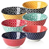 DOWAN Ceramic Cereal Bowls, 23 Oz Vibrant Color Bowls for Kitchen, Soup Bowl Set for Pasta, Salad, Ice Cream and Oatmeal, Set of 6