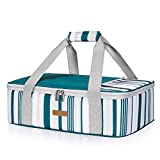 LUNCIA Insulated Casserole Carrier for Hot or Cold Food, Lasagna Lugger Tote for Potluck Parties/Picnic/Cookouts, Fits 9'x13' Baking Dish, Green