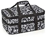 VP Home Double Casserole Insulated Travel Carry Bag (Black and White Flower)