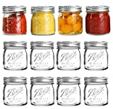 12 Pack Regular Mouth 8oz Mason Jars with Airtight Lids and Bands, Glass Half Pint Canning Jars Small Jam Jars for Food Storage, Kitchen Spice Jars, Jelly, Honey, Oats, Baby Food, Drinking, DIY Decor