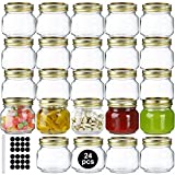 24 Pack 8oz Mason Jars Mcupper Glass Jars With Regular Lids and Bands,Canning Jars For Pickles And Kitchen Storage,Wide Mouth Spice Jars With Gold Lids For Honey,Caviar,Herb,Jelly,Jams