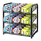 LEGUANG 3-Tier Stackable Can Rack Organizer, Can Storage Dispenser Holds up to 36 Cans for Kitchen Cabinet or Pantry, Black