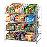 Simple Trending 4-Tier Can Rack Organizer, Can Storage Dispenser Holds up to 48 Cans for Kitchen Cabinet or Pantry, Silver