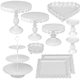 ZOOFOX Set of 10 Metal Cake Stands, Cupcake Holder Fruits Dessert Snack Plate Decor Serving Platter for Baby Shower, Wedding, Birthday Party or Christmas ( White )
