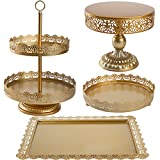 TOPZEA Set of 4 Cake Stands, Metal Cupcake Holder Tiered Dessert Serving Tower Decor Serving Platter Candy Fruit Display Plates for Baby Shower, Wedding, Birthday, Celebration, Christmas, Party, Gold