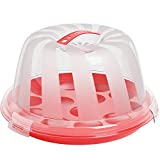 Cake Cupcake Carrier with Lid and Handle | 9' Round Cake Container Holder with Dome Cover | Plastic Pie Carrier Cake Storage Container | Easy Transport for Bunt Cake Keeper Platter Tray