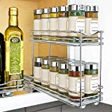 Lynk Professional® Slide Out Spice Rack Pull Out Cabinet Organizer 4-1/4 inch Wide - Double, Chrome