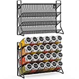 Spice Rack, 4 Tier Spice Rack Organizer for Cabinet Auledio Spice Rack Organizer for 4oz Spice Jar, Spice Rack Wall Mount Black Hanging Spice Rack Spice Storage，2 Packs（Spice Jars not Included)