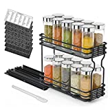 SpaceAid Pull Out Spice Rack Organizer for Cabinet, Heavy Duty Slide Out Seasoning Organizer for Kitchen Cabinets, with 415 Labels and Chalk Marker, 4.5'W x10.5'D x8.5'H, 1 Drawer 2-Tier, Black