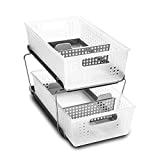 madesmart 2-Tier Organizer, Multi-Purpose Slide-Out Storage Baskets with Handles and Dividers, Frost
