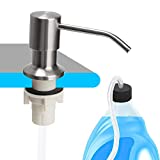 Soap Dispenser for Kitchen Sink and Tube Kit (Brushed Nickel), 47' Tube Connects Directly to Soap Bottle, No More Refills