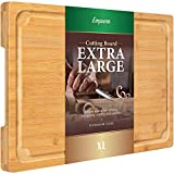 Extra Large Cutting Board, 17.6' Bamboo Cutting Boards for Kitchen with Juice Groove and Handles Kitchen Chopping Board for Meat Cheese board Heavy Duty Serving Tray, XL, Empune