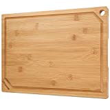 Hiware Extra Large Bamboo Cutting Board for Kitchen, Heavy Duty Wood Cutting Board with Juice Groove, 100% Organic Bamboo, Pre Oiled, 18' x 12'
