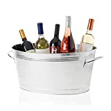 True Classic Ice Bucket Galvanized Metal Drink Tub, Chill Wine & Beer, 6.3 Gallons, 22.75' x 9.25', Set of 1, Silver