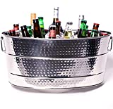 BREKX Aspen Heavy-Duty Stainless Steel Beverage Tub - Metal Ice and Drink Bucket, Large 25-Quart Beverage Tub for Parties