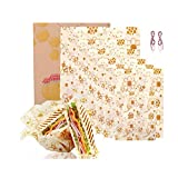 Hishop Reusable Beeswax Food Wrap 7 Pack - Perfect for Reusable Sandwich Bags and Covering Dishes - Eco-Friendly - Includes 1 S, 2 M, 2 L，2 XL Size Wraps (LINAN001)