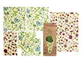Bee's Wrap - Vegan 7 Piece Value Pack - Made in the USA with Certified Organic Cotton - Plastic and Silicone Free - Reusable Eco-Friendly Plant-Based Food Wrap - 7 Pieces (2 S, 2 M, 2 L, 1 bread)