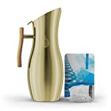 pH Vitality Stainless Steel Alkaline Water Pitcher - Alkaline Water Filter Pitcher by Invigorated Water - High pH Filtered Water - Includes Long Life Filter, 64oz 1.9L Gold